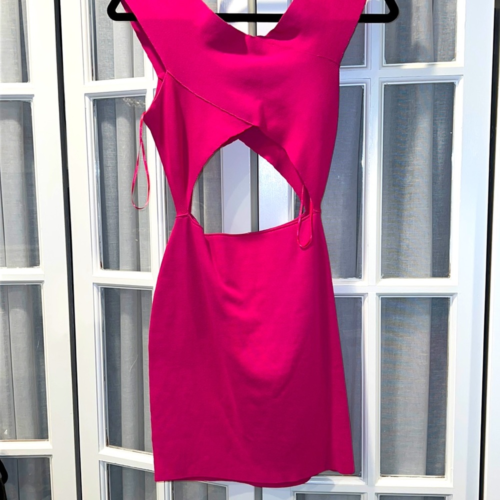 Super Down size M hot pink cut out dress